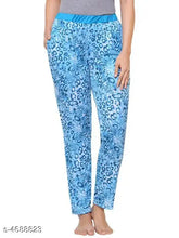 Trendy cotton-blend printed women's pyjamas, free size up to 28-36 inches, vibrant pattern on display